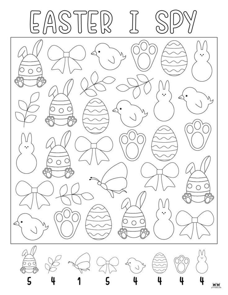 an easter themed activity sheet for kids to color