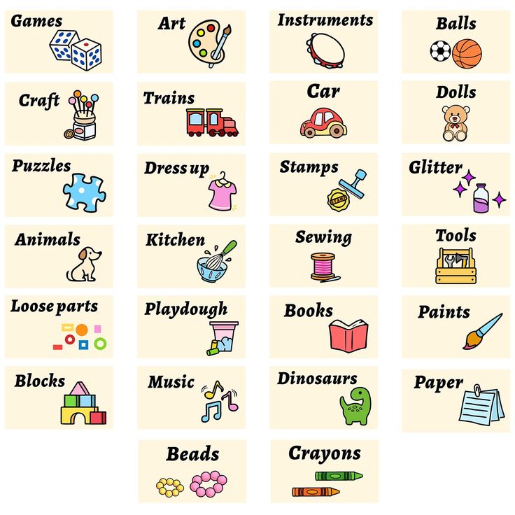 an image of children's toys and their names