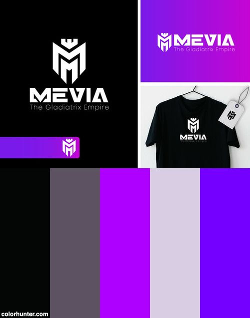 a t - shirt with the word mevia on it is shown in purple and black