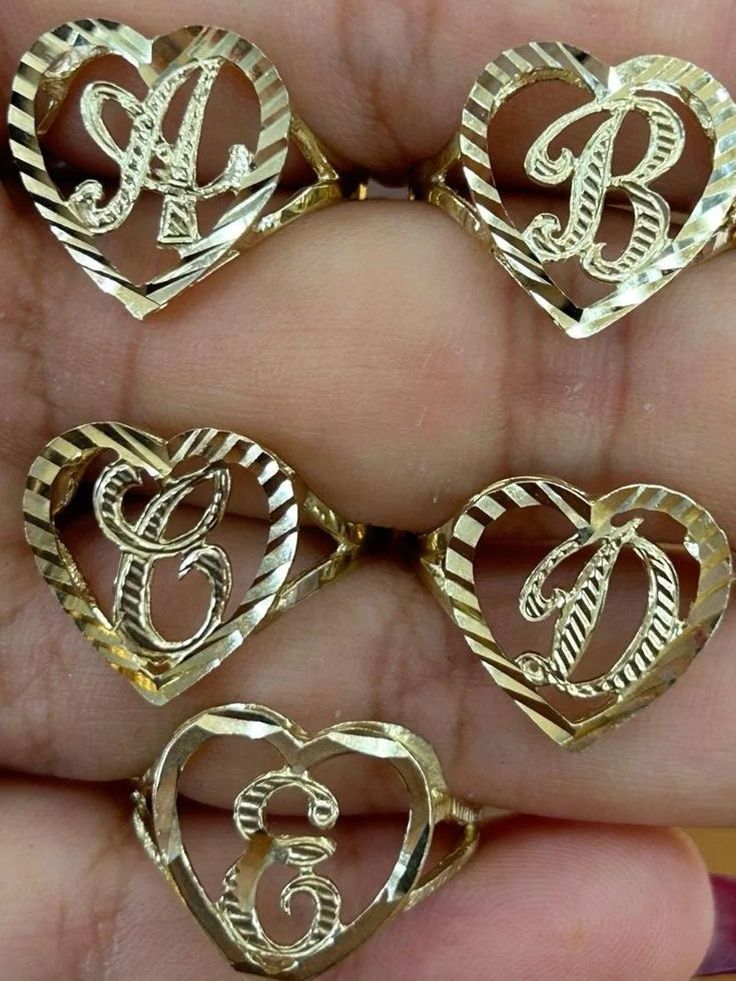 Heart Shaped Classic Personalized Custom Initial Ring Rings For Your Girlfriend, Gold Nugget Rings, Heart Nugget Ring, Nugget Rings Gold, Initial Gold Ring, Chicana Makeup, Nugget Rings, Gold Nugget Jewelry, Gold Nugget Ring