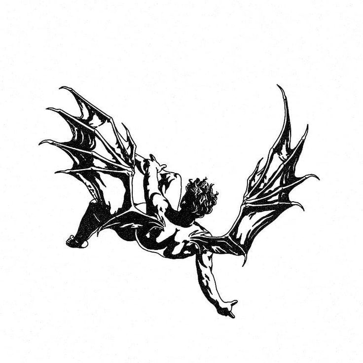 a black and white drawing of a dragon flying