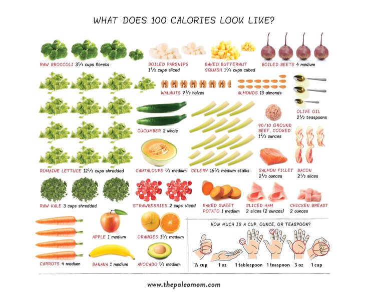 what does 100 calories look like? info from the food guide for healthy eating