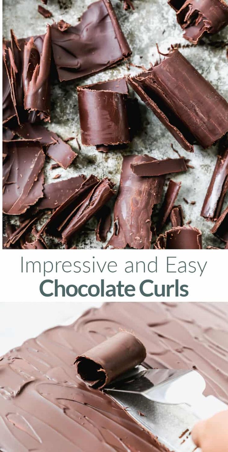 chocolate curls cut in half and being served on a plate