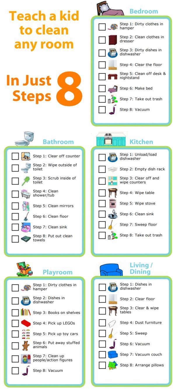 a printable checklist for kids to do in just 8 steps, with the words teach