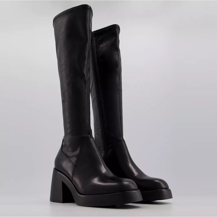 Brand: Vagabond Name: Brooke Tall Material: 100% Leather Color: Black Size: Eu40/Us 10 Brand New In Box. I Believe These Run Small And Would Best Fit Us9-9.5. Chic Leather Platform Knee-high Boots, Black Leather Knee-high Boots With Lug Sole, Leather Knee-high Platform Boots With Medium Width, Edgy Leather Platform Boots With Block Heel, Trendy Leather Knee-high Boots Medium Width, Leather Knee-high Platform Heeled Boots, Edgy Leather Heeled Boots For Fall, Trendy Medium Width Leather Knee-high Boots, Trendy Leather Knee-high Boots With Block Heel