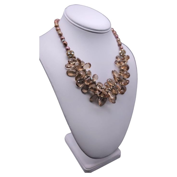 Luxury Faceted Beads Fine Jewelry Necklace, Luxury Briolette Pearl Charm Necklace, Elegant Faceted Pearl Necklace, Elegant Drop Polished Bead Jewelry, Elegant Drop Shaped Polished Beads Jewelry, Elegant Drop-shaped Polished Bead Jewelry, Elegant Drop Shape Polished Beads Jewelry, Gold Briolette Necklaces For Parties, Elegant Drop Necklace With Faceted Beads