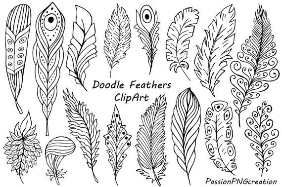 the doodle feathers clipart collection is available for all kinds of projects and crafts