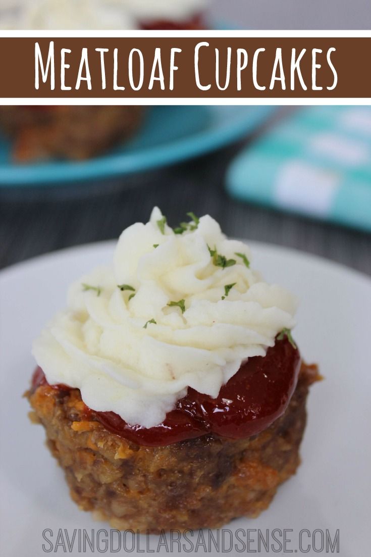 meatloaf cupcakes with cream frosting on top