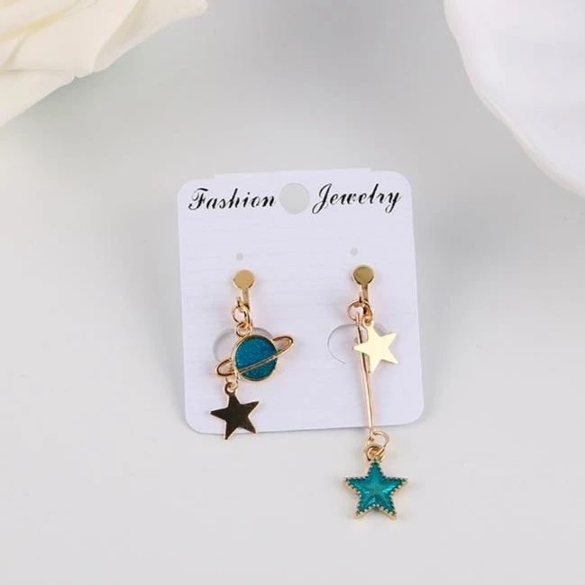 Star & Moon Earrings – Pastel Kitten Trendy Moon Charm Drop Earrings, Trendy Dangle Earrings With Moon Charm, Kawaii Earrings, Star Moon, Moon Earrings, Jewelry Accessories, Place Card Holders, Pastel, Moon