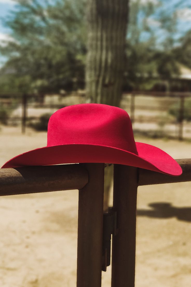 Unleash your inner cowgirl or cowboy with our 4X Felt Cowboy Hats! Crafted for durability and comfort, these hats come in a range of fun and unique colors, adding a touch of individuality to your western style. Stand out from the herd and ride in style with these show-stopping hats! 4x Felt Oval Fit (Similar to C1H) 4" Brim Red Felt Hat With Curved Brim For Country Events, Red Wide Brim Felt Hat For Country Events, Red Western Felt Hat For Country Events, Red Hat Bands For Kentucky Derby, Red Brimmed Hat Bands For Kentucky Derby, Red Adjustable Hat Bands For Country Events, Western Red Hat Bands For Country Events, Red Western Fedora For Kentucky Derby, Red Western Style Hat Bands For Kentucky Derby