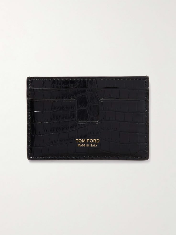 Shop TOM FORD Croc-Effect Leather Cardholder, Explore the latest in-season TOM FORD collection today on MR PORTER Tom Ford Card Holder, Men Wishlist, Cool Guy Gifts, Cardholder Aesthetic, Luxury Gifts For Him, Men Essentials, Tom Ford Collection, Tom Ford Leather, Mens Wallets