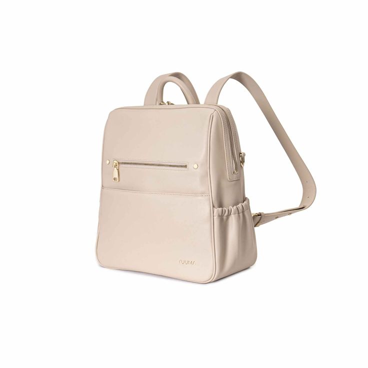 YUUMA Original Bag - Ivory Beige Backpack With Adjustable Strap For On-the-go, Modern Everyday Diaper Bag Backpack, Modern Everyday Diaper Backpack, Versatile Beige Leather Backpack With Detachable Strap, Versatile Beige Backpack With Removable Pouch, Beige Leather Backpack With Zipper For On-the-go, Versatile Everyday Beige Diaper Bag, Beige Leather Backpack With Detachable Strap For Everyday Use, Versatile Beige Leather Backpack With Adjustable Strap