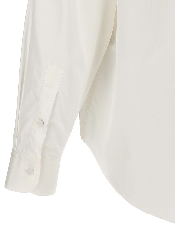 Cotton shirt with pleated plastron, button closure, long cuffed sleeves. Composition: 100% cotton Gucci Cotton Shirt For Workwear, Timeless Long Sleeve Dress Shirt For Daywear, Gucci Cotton Shirt For Work, Timeless Long Sleeve Dress Shirt With Concealed Placket, Gucci Button-up Shirt For Spring, Gucci Spring Button-up Shirt, Chic Gucci Collared Blouse, Spring Gucci Button-up Shirt, Gucci Long Sleeve Blouse For Fall