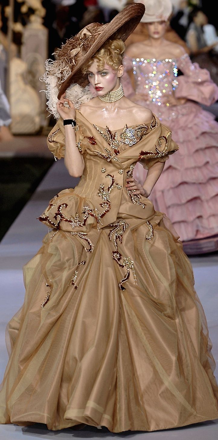 Christian Dior Fall 2007, Dior Fall 2007, 2007 Runway, Runway Fashion Couture, Dior Haute Couture, Rococo Style, Naomi Campbell, Glam Dresses, Mode Vintage