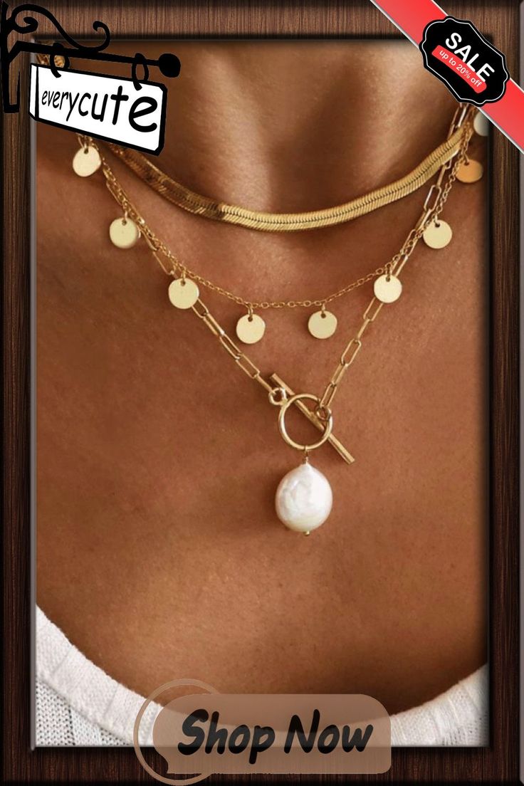 Fashion Daily Geometric Split Joint Necklaces Trendy Metal Pendant Layered Necklace, Chic Alloy Dangle Jewelry, Chic Dangle Alloy Jewelry, Trendy Round Layered Necklace As Gift, Trendy Round Layered Necklace For Gifts, Sports Jewelry, What Should I Wear, Women's Jewelry And Accessories, Womens Jewelry Necklace