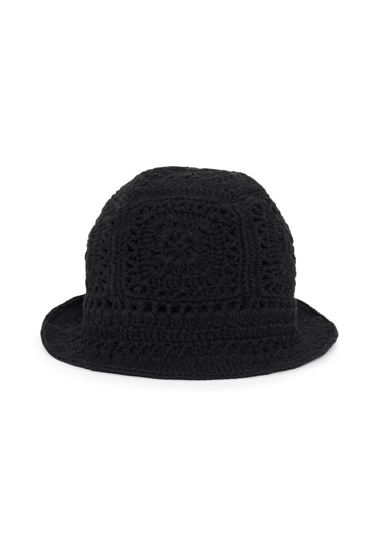 Elevate your summer ensemble with the Cala Bianca Crochet Hat in Black. Lovingly handcrafted from 100% cotton crochet using an artisanal in-house crochet technique. This bucket hat features a medium sized brim and an intricately woven geo pattern. The Cala Bianca was handmade in Bali, taking 1 day to carefully complete each piece. Black Wide Brim Crochet Hat For Beach, Summer Black Crochet Hat, Black Crochet Bucket Hat For The Beach, Handmade Black Crochet Hat For Beach, Black Bohemian Knitted Hat, Black Hand Knitted Bohemian Hats, Black Crochet Yarn Hat, Black Hand-knitted Bohemian Hats, Black Crochet Hat With Short Brim