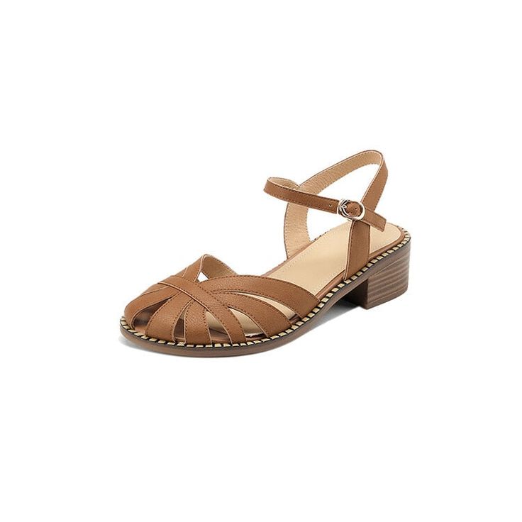 French Vintage Summer Sandals Women Shoe Round Toe Chunky Heel Sandals Shoes for Women Handmade Hollow Out Sandals Zapatos Mujer Brown Flat Heel T-strap Sandals For Spring, Casual Beige High Heel Slingback Sandals, Beige Block Heels With Wooden Heel And Round Toe, Closed Toe Brown T-strap Sandals For Spring, Brown Closed Toe T-strap Sandals For Spring, Beige Closed Toe T-strap Sandals For Summer, Summer Beach T-strap Sandals With Block Heel, Summer Wooden Heel Closed Toe Block Heels, Beige Slingback Sandals With Buckle And Round Toe