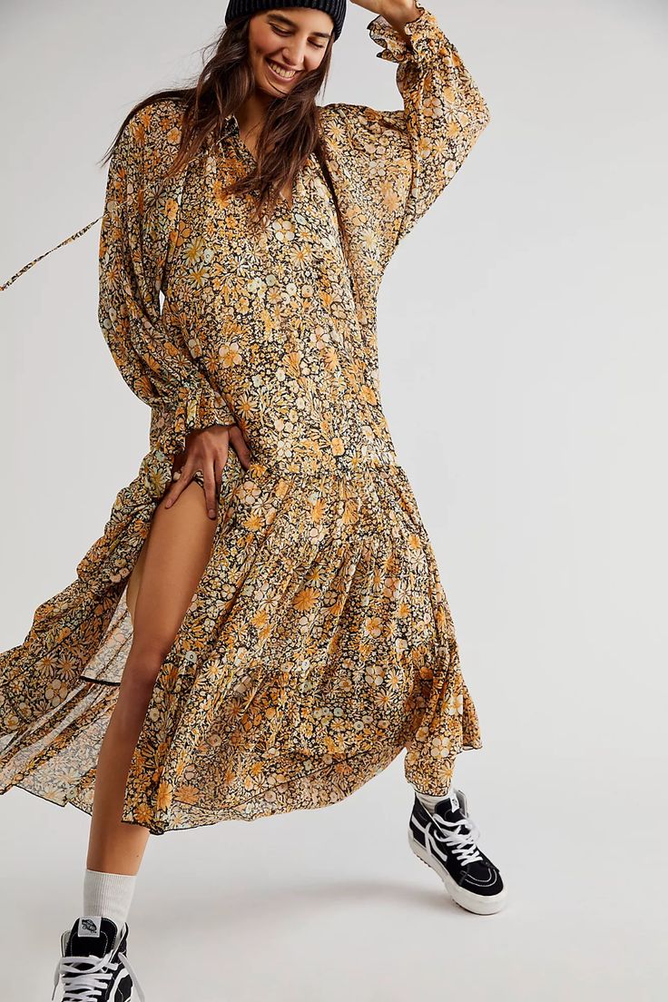 Feeling Groovy Maxi Dress | Free People Flowy Floral Maxi Dress, Groovy Dress, Feeling Groovy, Feelin Groovy, Maxi Dress Floral, Free People Maxi, Maxi Dress Black, Floral Print Maxi Dress, Floral Print Maxi