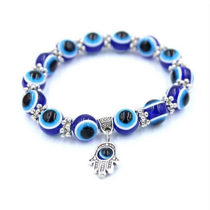 Blue Hamsa Hand Evil Eye Bracelet Blue Hamsa, Lucky Necklace, Hand Evil Eye, Evil Eye Hamsa, Lucky Charm Bracelet, Choker Jewelry, Pendants Necklace, Digital Closet, Evil Eyes