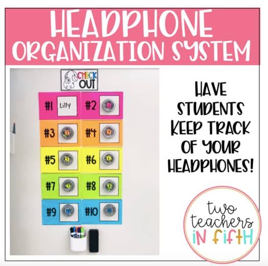 a poster with the words headphone organization system on it and an image of a phone