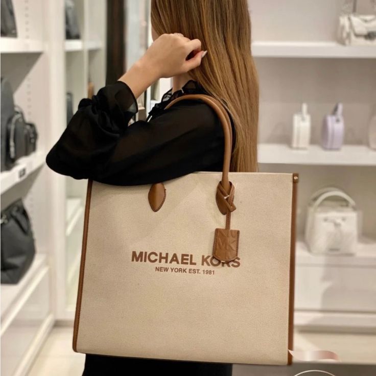 Large Michael Kors Tote Bag, Still Has Tags On It. In Good Condition, Originally $600. I Crashed My Car Yesterday And I Don’t Have A Lot Of Money To Buy Another One, I’m A Full Time Student :( Message Me Any Questions :) Beige Bag With Dust Bag For Everyday Luxury, Designer Beige Bags For Everyday Luxury, Monogram Canvas Shopping Bag, Large Capacity Monogram Canvas Bag, Elegant Monogram Canvas Bag For Errands, Beige Light Luxury Shoulder Bag For Shopping, Chic Everyday Monogram Canvas Bag, Light Luxury Beige Shoulder Bag For Shopping, Modern Tan Bags For Everyday Luxury