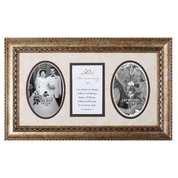 two framed pictures with the words 50th anniversary and an image of a man and woman