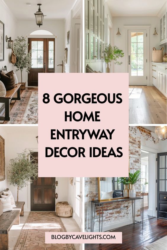 a collage of photos with the words gorgeous home entryway decor ideas