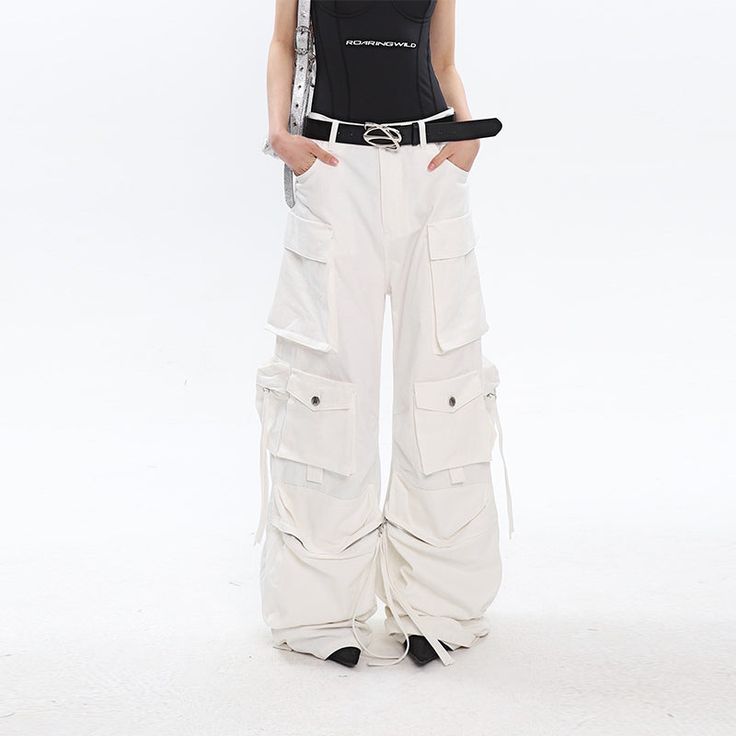 Size: S MStyle: StreetColor classification: whiteYear Season: Spring 2023Thickness: RegularClothing style details: pocketsTrouser length: Long pantsWomen's pants: Straight-leg pantsMaterial composition: Other materials size Trouser length waistline Hip circumference Leg circumference S 1 1 1 1 M 1 1 1 1 White Parachute Pants With Hip Pockets For Streetwear, White High-waisted Bottoms With Cargo Pockets, White High Waist Bottoms With Cargo Pockets, High Waist White Bottoms With Cargo Pockets, White High Waist Cargo Pants For Streetwear, High Waist White Cargo Pants For Streetwear, White Baggy Cargo Pants With Hip Pockets, White Cargo Pants With Hip Pockets For Streetwear, Trendy White Pants With Side Pockets