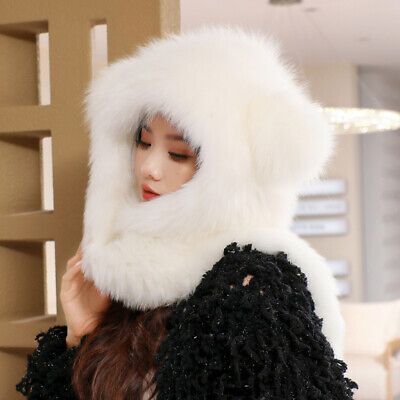 Great Shopping Women Winter Fluffy Knitted Genuine Fox Fur Hats&Scarves Neck Warm Hooded Scarfs, Womens Accessories Fur Hats, Hooded Scarf, Fur Hat, Shopping Ideas, Neck Scarves, Fox Fur, Neck Warmer, Cold Winter, Scarfs