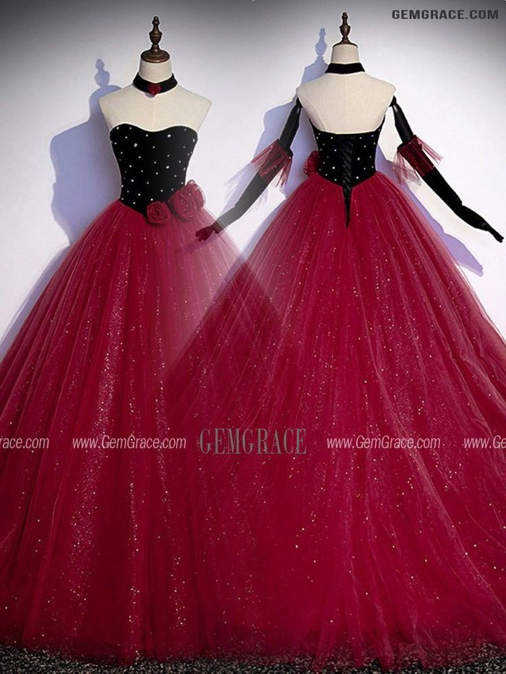 Tulle Ball Gown Quinceanera Dress For Banquet, Tulle Quinceanera Ball Gown For Banquet, Red Tulle Quinceanera Dress For Party, Tulle Floor-length Quinceanera Dress For Debutante Ball, Floor-length Tulle Quinceanera Dress For Debutante Ball, Floor-length Tulle Ball Gown For Quinceanera, Party Quinceanera Dress With Fitted Bodice In Organza, Tulle Ball Gown For Quinceanera During Prom Season, Fitted Organza Quinceanera Ball Gown