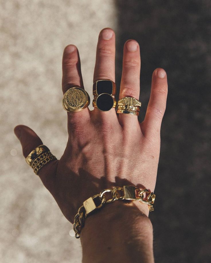 Designb man on Instagram: “Until next time, summer...” Ring Accessories Aesthetic, Gold Mens Jewelry, Gold Jewelry Aesthetic Men, Gold Rings Men, Men Gold Jewelry, Gold Jewelry Men, Man Jewelry, Grunge Jewelry, Mens Rings Fashion