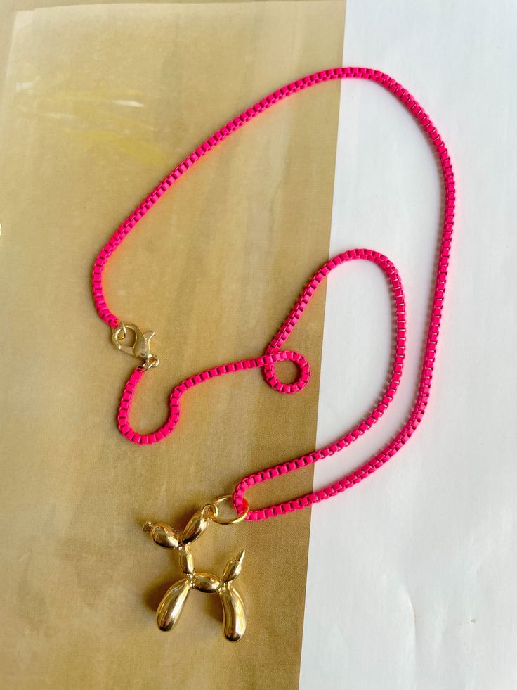 Balloon Dog Colored necklaces Balloon Dog Colored Pencil, Ballon Letter Necklace, Balloon Dog Pink, Balloon Dog Necklace, Balloon Necklace, Hot Green, Thick Necklace, Light Blue Green, Balloon Dog