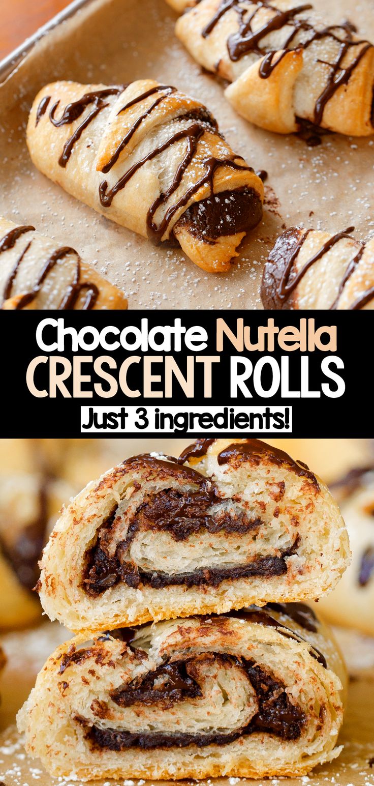 chocolate nutella crescent rolls are an easy dessert recipe that's perfect for the holidays