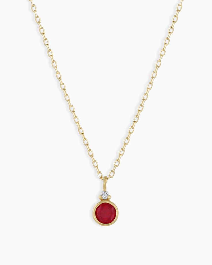 Ruby Birthstone Necklace – gorjana Color And Meaning, Gold Birthstone Necklace, Ruby Birthstone, Orange Agate, Yellow Opal, Solid Gold Chains, 14k Gold Necklace, Blue Lace Agate, Gold Chain Necklace