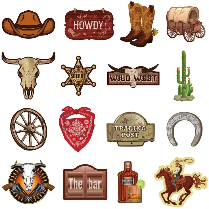 PRICES MAY VARY. Package including: you will receive 32 pieces western cutouts, 2 of each them, totally 32 pieces, with different pictures and styles, these cowboy photo booth props are sufficient quantities, you can use them to decorate your parties and rooms, which can meet your daily needs Western theme: the western photo booth props are made of many active and happy patterns, like cactus, cowboy hats, carriages, boots, cow skulls, headscarves, full of western flavors and happy feelings; Ther Cowboys Party Decorations, Cowboy Theme Birthday Party, Country Party Decorations, Cowboy Theme Birthday, Cowboy Party Decorations, Western Party Decorations, Cowboy Theme Party, Wild West Party, Western Birthday Party