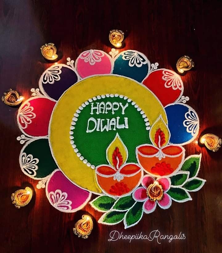 a decorated diwali with candles and flowers on it for diwali celebrations