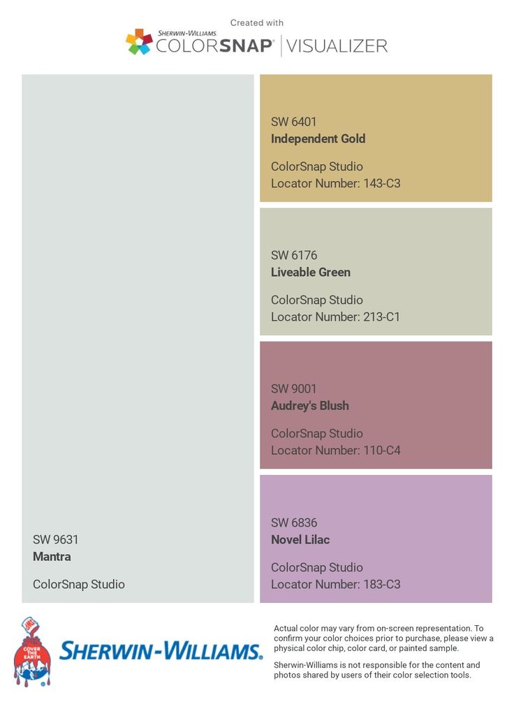 the color scheme for sherwinn williams's paint