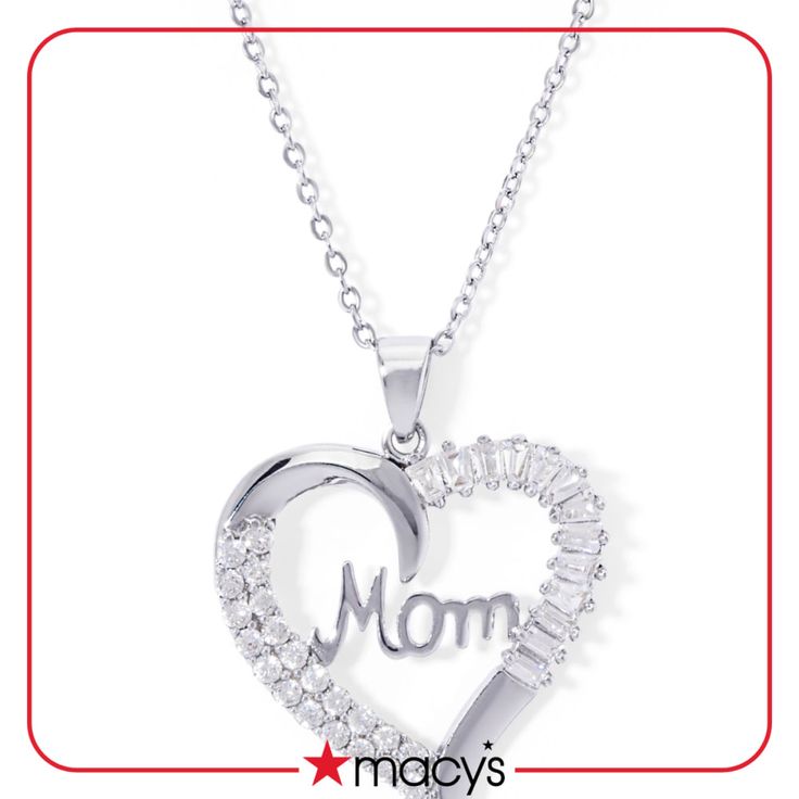 in stock Mother's Day Jewelry With Heart Charm And Cubic Zirconia, Mother's Day Cubic Zirconia Heart Charm Jewelry, Silver Cubic Zirconia Heart Necklace For Mother's Day, Round Heart Necklace For Mother's Day, Cubic Zirconia Jewelry For Mom, Macy's Birthstone Jewelry Gift, Personalized Cubic Zirconia Necklace For Mother's Day, Diamond White Heart Pendant Necklace For Mother's Day, Diamond White Open Heart Necklace For Mother's Day