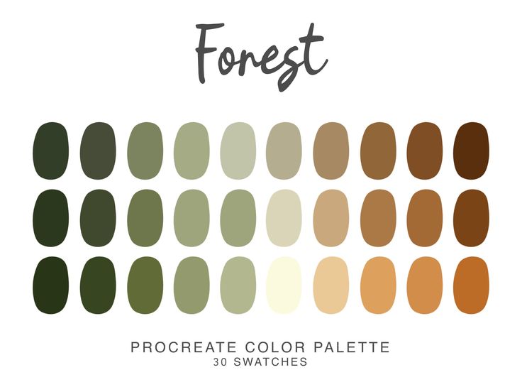 the color palette for forest is shown in different shades