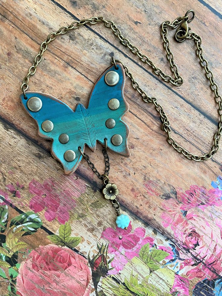 Blue Patina Necklace Perfect For Gifts, Gift Blue Patina Necklace, Turquoise Necklace With Patina For Gifts, Blue Bohemian Necklaces For Everyday Use, Handmade Blue Necklace For Everyday, Handmade Blue Necklace For Everyday Use, Blue Handmade Necklace For Everyday Use, Bohemian Blue Necklaces For Everyday Use, Blue Handmade Rustic Necklace