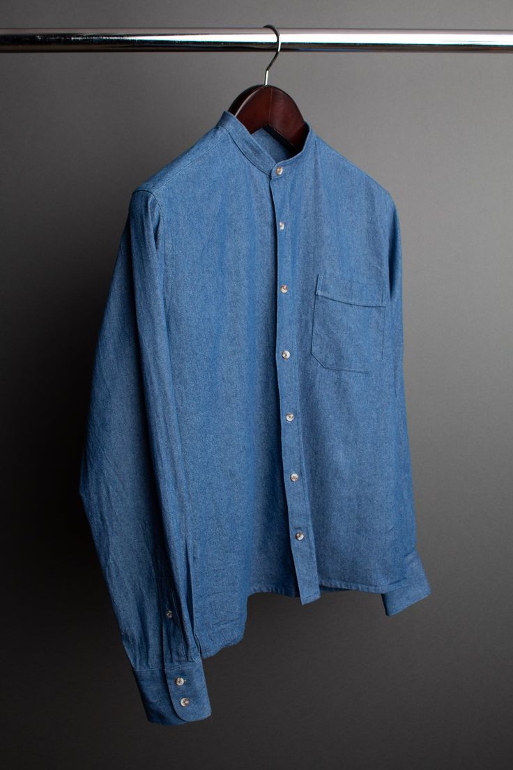 Color: Light Indigo Classic Long Sleeve Pre-washed Shirt, Unstructured Indigo Button-up Shirt, Cotton Denim Blue Shirt With Button Closure, Classic Denim Shirt With Button Cuffs, Washed Blue Cotton Workwear Shirt, Pre-washed Cotton Button-up Shirt, Classic Denim Blue Tops With Button Cuffs, Washed Blue Cotton Shirt For Workwear, Washed Blue Cotton Shirt For Work