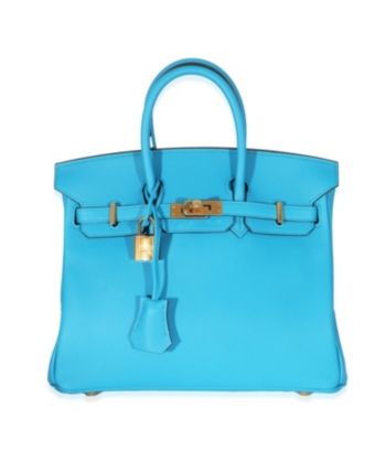 Pre-Owned Hermes Birkin 25 Leather Handbag, circa 2016. Condition: Excellent. High-end Blue Tote Bag, High-end Blue Bag With Detachable Handle, Luxury Blue Satchel With Palladium Hardware, High-end Blue Bag With Double Handle, Designer Blue Shoulder Bag With Palladium Hardware, High-end Blue Shoulder Bag With Top Carry Handle, High-end Blue Bags For Shopping, Blue Satchel With Palladium Hardware, Blue Satchel Shoulder Bag With Palladium Hardware