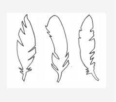 three different types of feathers in black and white, with one line drawn to the side