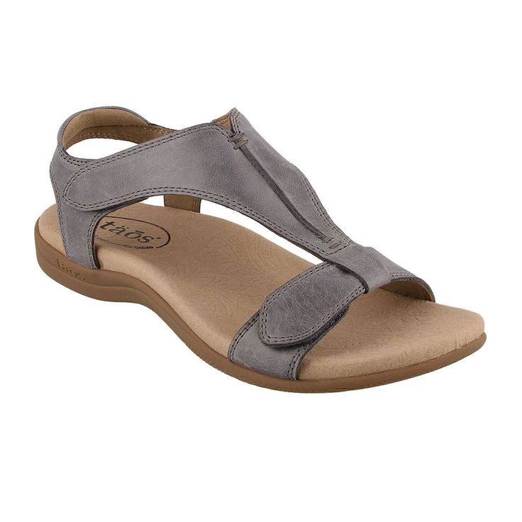 Taos The Show Backstrap Sandal (Women) - Steel Sandals - Backstrap - The Heel Shoe Fitters Taos Shoes, Insole Design, Warm Red, T Strap Sandals, Taos, T Strap, Contrast Stitch, Hook And Loop, Fashion Sense