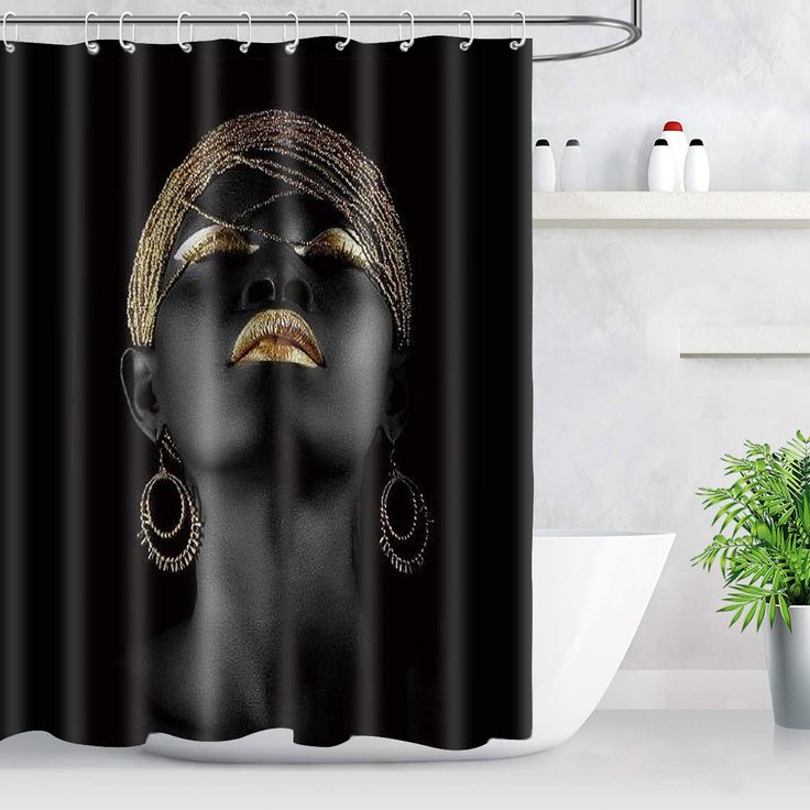 PRICES MAY VARY. ♛【SUPERIOR QUALITY】: Made of polyester fabric, durable, machine washable。 ♛【 ELEGANT DESIGN】 : Give your bathroom a clean feel with this 60” x 72” NTETSN shower curtain . ♛【PIECES INCLUDED AND PRODUCT DESIGN 】：Watercolor shower curtain and 12-Pack plastic shower hooks,Reinforced top header with 12 rust proof metal grommets and lead free weighted hem, Special cut macrame on the left and right sides. ♛【FEATURE AND PRODUCT CARE】:perfectly fits with the standard bathtub size, also a American Girl Bedrooms, Afro Shower Curtain, Girls Bedroom Curtains, Shower Curtain Black, Girls Shower Curtain, Luxury Curtains, African Mask, Decor Baie, Africa Art