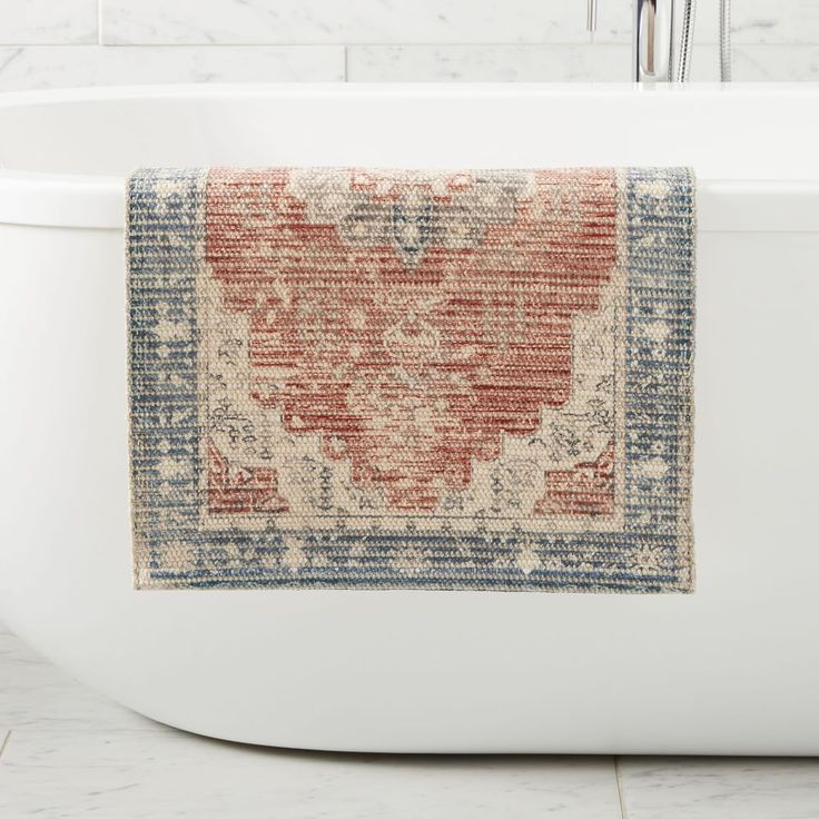 Heirloom Bath Mat Bathroom Rugs Ideas Master, Bath Mats Bathroom Ideas, Bath Runner, Cute Bath Mats, West Elm Kids, Japanese Philosophy, Cotton Bath Mats, Marina Blue, Bath Linens