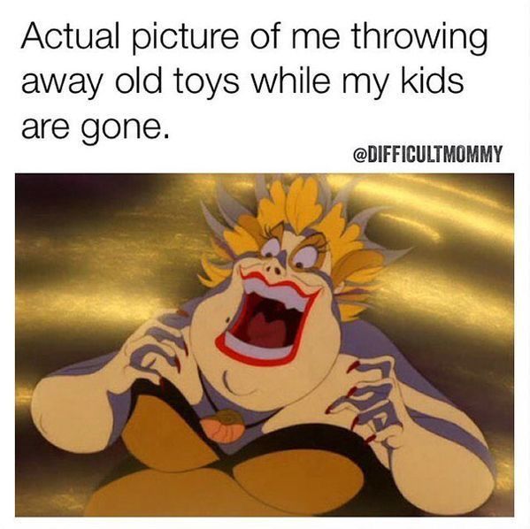 Actual footage of me throwing my kids toys away while they aren’t home...Ursula laughing Super Funny Memes, Mom Thoughts, Mom Memes, Memes Sarcastic, Parenting Memes, Morning Humor, Clip In Extensions, Tattoo Sticker, Parenting Humor