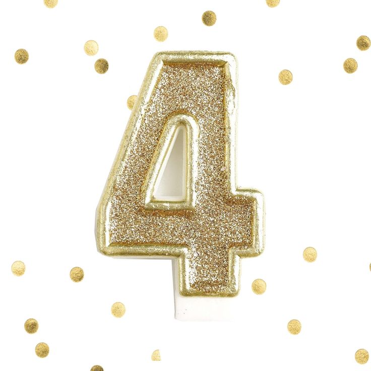 the number four is made out of gold glitter