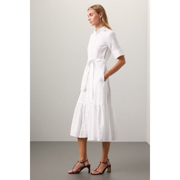 White (100% Linen) Casual Dress. Collared. Short Sleeve. Front button closure. Shoulder to hemline length: 50". Imported. Linen Casual Dress, Linen Casual, Rent The Runway, Lauren White, Closet Designs, Day Dress, White Short, Casual Elegance, Day Dresses