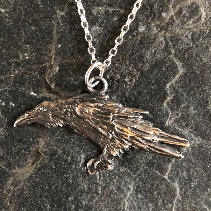 Raven pendant in silver by Paul Szeiler. Hand cast in Scotland. Raven pendant is 2 inches long. Please choose from 16 or 18 inch silver chain. Once purchased your Raven pendant will be securely packaged and posted to you within 3 working days. Raven Pictures, Celtic Raven, Wolf Sculpture, Raven Pendant, Raven Necklace, Crafter Gift, Beautiful Wolves, Casting Jewelry, Bird Brooch